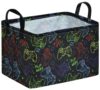 MAIZMZ Game Controller Storage Bin, Waterproof Linen Laundry Basket with Handles for Game Room Bed, Gifts,Toys