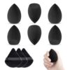 Make Up Sponge Set with Powder Puff Triangle, 6 Pieces Makeup Sponges Beauty Sponge Black for Blending Liquid Foundation Powder, Reusable Soft Powder Puff