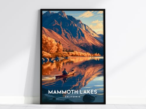 Mammoth Lakes California Wall Art | Alpine Lake Mountain Wilderness Poster | Framed or Unframed Sierra Nevada Print | Modern Travel Art for Cabin Home Office Decor | 24x36 in/Wood Framed