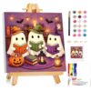Mandun Halloween Paint by Numbers Kit for Kids with Frame, Cat Paint by Numbers for Kids Ages 4-8-12, DIY Cow Acrylic Oil Painting for Home Wall Art Decor Gift 7.8x7.8 inch (with Frame Easel)