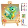 Mandun Paint by Numbers Kit for Kids with Frame, Cow Paint by Numbers for Kids Ages 4-8-12, DIY Cow Acrylic Oil Painting for Home Wall Art Decor Gift 7.8x7.14 inch (with Frame Easel)