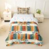 Manfei Books Kids Duvet Cover Set Toddler Size,Botanical Floral Plant Bedding Set,Watercolor Retro Room Decor,Yellow Orange Green Quilt Cover,1 Pillowcase(No Comforter)