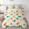 Manfei Geometric Kids Comforter King Size,Vintage Graphic Lines Bedding Set 7 Pcs,Mid Century Abstract Decor for Boys Girls,Cream Beige(Fitted+Sheet+2 Pillowcases+2 Throw Pillow Covers)