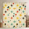 Manfei Geometric Kids Window Curtains,Abstract Star Dots Blackout Window Drapes,Mid Century Modern Nursery Bedroom Playroom Decor,Beige Red 2 Panels,38Wx54L inch