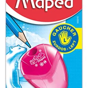 Maped I-Gloo Left-Handed Pencil Sharpener - 1 Hole - For School & Art - Ergonomic Design - Durable & Portable - Assorted Colors
