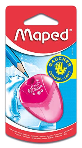 Maped I-Gloo Left-Handed Pencil Sharpener - 1 Hole - For School & Art - Ergonomic Design - Durable & Portable - Assorted Colors