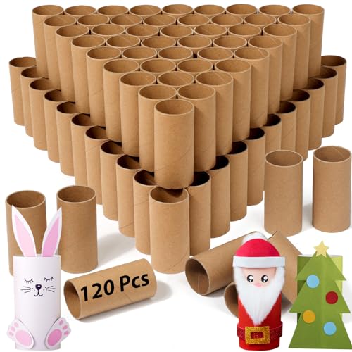MAPVOLUT 120-Pack Brown Cardboard Tubes for Crafts (1.5x3.4 Inch) | Bulk Kraft Paper Rolls for DIY, Art Supplies, Handicraft Projects & Holiday Decor - Crush Resistant