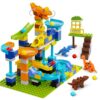 Marble Run Building Blocks Ages 3+, 121 PCS STEM Toy with 6 Dinosaurs