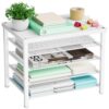 Marbrasse Wooden Desk Organizer, 5 Tier Paper Organizer Letter Tray, White
