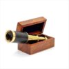 Maritime Treasures 6 Inch Vintage Nautical Spyglass Telescope with Wooden Storage Box, Brass Finish and Black Grip, Classic Marine Telescope for Nautical Decor,