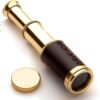 Maritime Treasures Vintage Nautical Spyglass Telescope with Leather Grip, Brass Finish and Protective Cap, Classic Marine Telescope for Nautical Decor