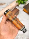 Maritime Treasures Vintage Nautical Spyglass Telescope, Wooden Finish with Decorative Leather Wrap and Brass Tone Details, Classic Marine Telescope for Nautical Decor, Collectors