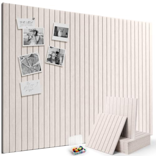 Markdang Large Felt Bulletin Board 48" x 36", 12 Pack Cork Boards for Walls with 30 Pushpins, 80 Adhesive Tabs, Cork Board Alternative for Home Office Classroom Decor (Oatmeal)