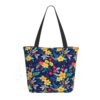 Market Tote Handbag Yellow And Red Tropical Floral Pattern Shopping Tote