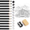 Masansan 12-Pack Graphite Sketch Pencils 2H-8B with Eraser Sharpener