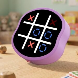 MASSRT 4 in 1 Electronic Tic Tac Toe Game, Handheld Digital Tic Tac Toe Bolt Game with Silent Mode, Portable Learning Toy Gift for Kids & Adults, Lavender