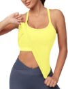 MathCat Workout Tank Tops for Women with Built in Bra, Sleeveless Gym Tops Seamless Racerback Athletic Yoga Shirts Sunshine