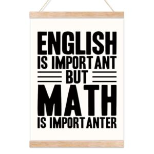 Math Classroom Wall Art Decor Math Teacher Gift English Is Important But Math Is Importanter Wooden Hanging Sign Middle High School Teacher Gifts Middle School & High School Classroom Wall Decor