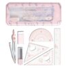 Math Geometry Kit Set 8 Pieces with Shatterproof Storage Box