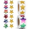 Matwsec 1000 Pcs Holographic Stars Stickers, Multi-Color, 2 Rolls