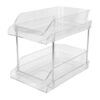 Mavaol Under Sink Pull Out Organizer Multi Purpose Stackable Transparent Space Saving PET Under Sink Storage Shelf for Bathroom Kitchen