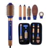 MAVIÉ 6-in-1 Hot Air Multi-Styler with Case, Hair Dryer & Blow Dryer Thermal Round Brush, Auto-Wrap Curler & Straightener, Fast Drying & Negative Ion Styling for Smooth Frizz-Free Blowouts (Blue Noir)
