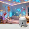 Mavqiorx Dynamic Rotating LED Projector Light, USB Rechargeable LED Light Projector, Snowflake/Christmas/Ocean 3 Scene Options, Adjustable Brightness, Unique Base Design (Ocean, Charging)