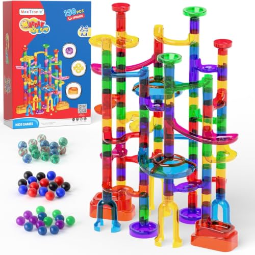 MaxTronic Marble Run, 150 Pcs Marble Maze Race Building Blocks Toy Game & STEM Learning Toys Christmas Birthday Gift for Kids Aged 3-12