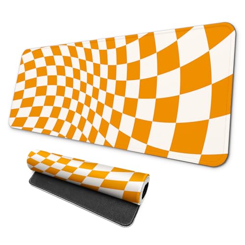 MAY FLOWER Gaming Mouse pad, Large Laptop Mousepad, Full Keyboard Mat, Long Computer Mouse Mat for Home and Office, Anti-Slip Rubber Base, 31.5 x 11.8 Inches (Checkered)