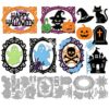 MAYJOYDIY Vintage Frame Die Cuts Halloween Ghost Bat Spider Embossing Template Pumpkin Witch Hat Cat Carbon Steel Cutting Stencils for Card Making DIY Scrapbooking Album Gift Decoration