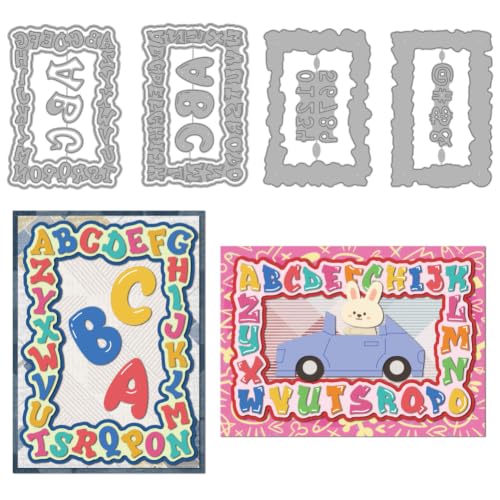 MAYJOYDIY Wavy Alphabet Frame Die Cuts Uppercase Alphabet Letters A-Z Embossing Template Arabic Numbers 0-9 Carbon Steel Cutting Stencils for Card Making DIY Scrapbooking Album Gift Decoration