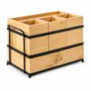 MCMUZKZS Cutlery Organizer Countertop Utensil Holder Drawer Dispenser Wood Metal Removable Compartments Space Saving Storage suitable for restaurant truck catering