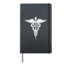 MD Caduceus Clinical Medical Symbol Hardcover Journal, Black