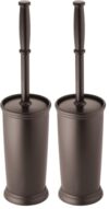 mDesign Metal Freestanding Slim Toilet Bowl Brush and Holder (Pack of 2)