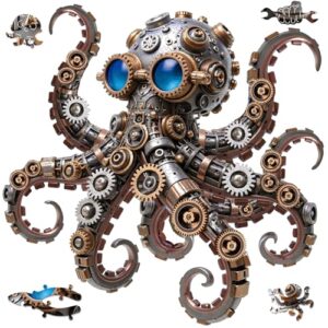 MEATRN Wooden Puzzles for Adults, Mechanical Octopus, 220 Pcs