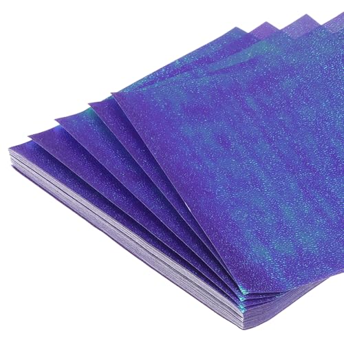 MECCANIXITY 50 Sheet Glitter Origami Paper 6x6 Inch Shiny Sparkly Square Folding Paper 15x15cm Iridescent Paper for DIY Art, Craft Decor, Dark Purple
