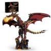 Mechanical Fire Dragon Building Block Set with LED Light, 1439PCS Building Blocks Model with Movable Wings & Stand for Adults Teens Boys 8-12, Home Decor Gift for Birthday Christmas Halloween