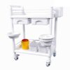 Medical Mobile Trolley Cart 2-Shelf, Beauty Salon Rolling Trolley with 2 Drawers& Dirt Bucket, 360° Swivel Wheels, for Hospital Dental Clinic Home, White