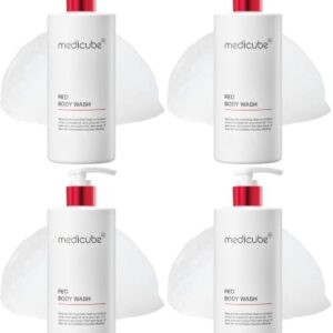 medicube Red Body Wash 14.10 Fl.oz I Low pH and Hydrating Cleanser with Salicylic Acid, Lactic Acid, Niacinamide and Hyaluronic Acid Suitable for Bacne Treatment | Korean Skin Care (Pack of 4)
