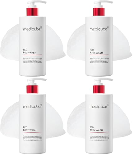 medicube Red Body Wash 14.10 Fl.oz I Low pH and Hydrating Cleanser with Salicylic Acid, Lactic Acid, Niacinamide and Hyaluronic Acid Suitable for Bacne Treatment | Korean Skin Care (Pack of 4)