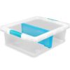 Medium 37 Quart Split And Store Clear Storage Bin With Divider See Through Compartment Organizer Stackable Plastic Container For Closet Pantry Household Multi Item Storage Box