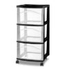 Medium Black 3 Drawer Rolling Utility Cart, Plastic Storage Drawer Cart with Casters, Portable Mobile Organizer for Bedroom, Office & Craft Room, No Assembly Required (Black)