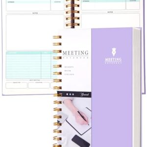 Meeting Notebook for Work, Business Hardcover with Action Items, 5.5 x 8.5