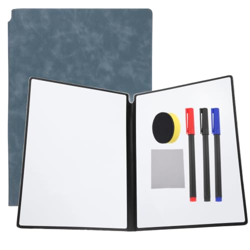 MEGAPENNA A4 Portable Dry Erase Board, Double-Sided Reusable, Denim Blue | Handheld Whiteboard Board Whiteboard Notebook with PU Cover, Pen & Wipe Cloth & Board Eraser for Office Study Home