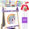 MekyrCreo Art Easel for Kids Easel for Toddlers, Adjustable Standing Wooden Toddler Easels White Board & Chalkboard for Kids, Paint Art Easel for Kids 2-4 4-8 9-12 Painting Easels Birthday Gift