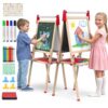 MekyrCreo Kids Art Easel, Adjustable Wood Chalkboard, Easels for Toddlers