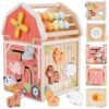 Melofaver Montessori Toys for 1 Year Old, Wooden Farm Animal Barn Toys Gift