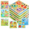 Melofaver Toddler Wooden Peg Puzzles, Montessori Learning Baby Puzzles