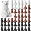 Memorywuu Mini Resin Bear Figurines Bulk, 50, Brown White and Black