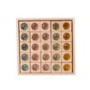 Menolana Children Acrylic Block Play Board Wooden Sensory Sorting Set Combining recessed Frame and Flush Fitting Cubes for Quiet Tabletop Play, 25 Macaron Gem Blocks